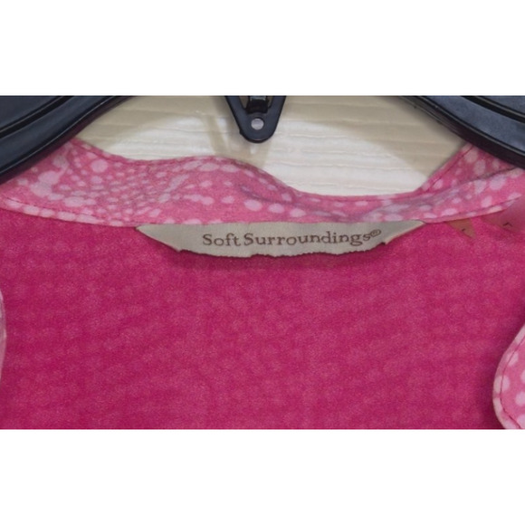 Soft Surroundings Brigitte Tunic Top L Pink Ombre High Low V Neck Hidden Snaps - Picture 3 of 6